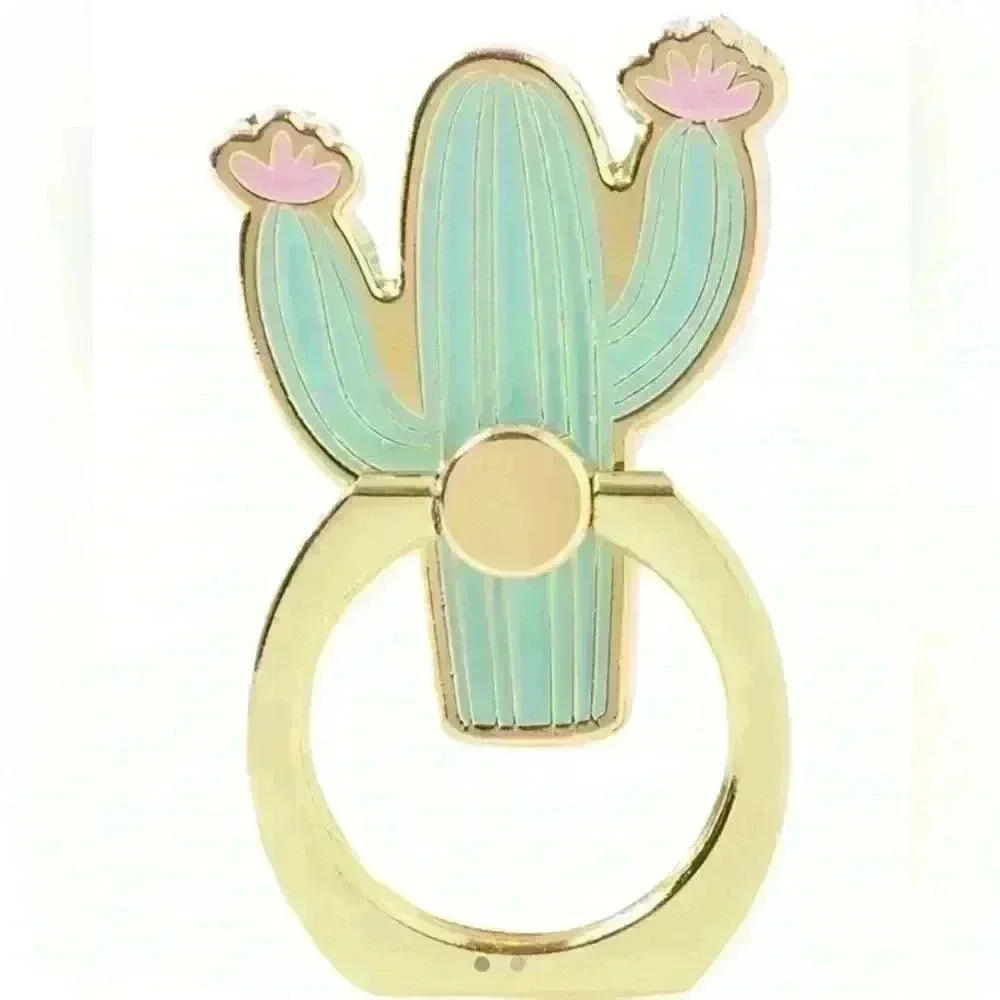 Cactus Cell Phone Ring Gold 1.5x1 inch Cute Selfie Holder Desert Arizona